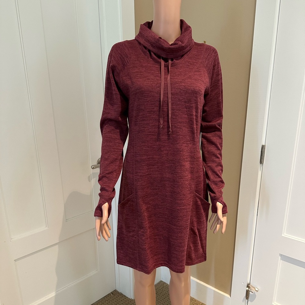 Kuhl Lea Maroon Cowl Neck Long Sleeve Sweater Dress